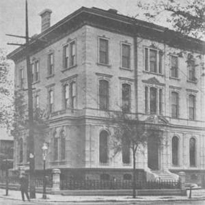 The original building for the Saint Louis University School of Law was located on the southeast corner of Leffingwell Avenue and Locust Street.